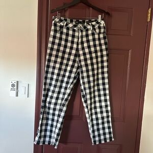 Afends Black and White Checkered Cropped Pants